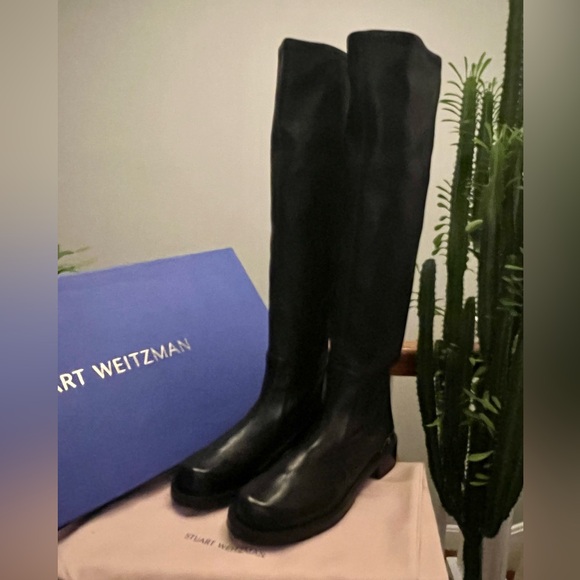 NIB Stuart Weitzman Mercer Bold Logo Slouch Black Boots Size 11 - Current Style - Picture 12 of 12